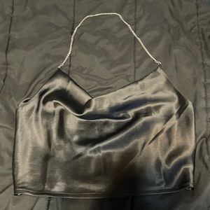 SHEIN satin black halter top